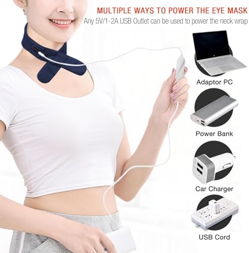 Neck Heating Pad, Arris Heated Neck Wrap with Adjustable Time and Temperature Control, USB Powered Neck Pain Relief, Stiffness Relief or Postoperative Recovery Blue