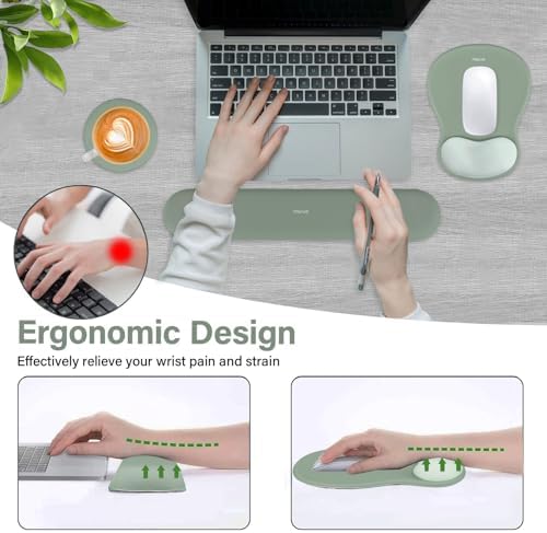 MOSISO Wrist Rest Support for Mouse Pad&Keyboard Set, Green
