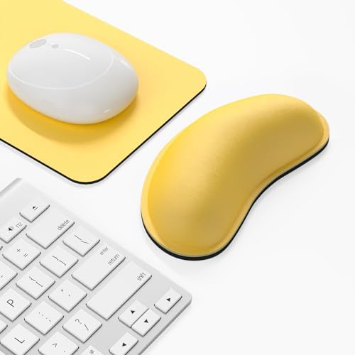 Dapesuom Mouse Wrist Rest, Ergonomic Memory Foam Mouse Wrist for Computer Desk Mats Support, Hand Rest Pad Cushion for Gaming, Office, Laptop, Men, Women, Pain Relief & Easy Typing, Apricot Yellow