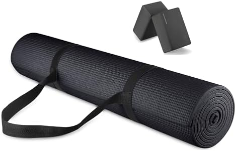 Fitvids All Purpose Thick High Density No Tear Exercise Yoga Mat with Strap & Lightweight Features for Indoor & Outdoor Use