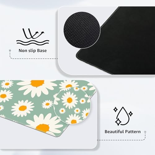 iCasso Desk Mat, Desk Matt for Desktop, Cute Desk Pad Mat, Daisy