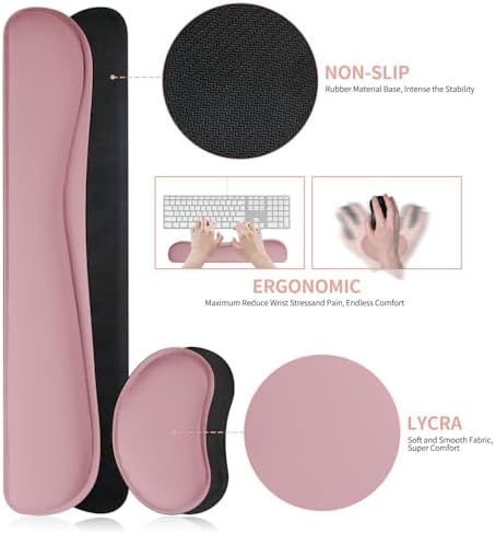 Mouse Pad and Keyboard Wrist Rest, 3-in-1 Keyboard and Mouse Pad