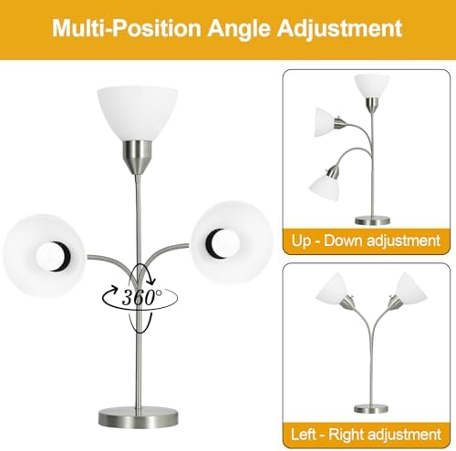 RISLG LED Desk Lamp for Home Office, 3 Levels Dimmable Reading Light, Flexible Table Lamp for Bedside Office, Rotary Switch Control, Desk Lamp for College Dorm Study Lamp, Bulb Included, Sliver