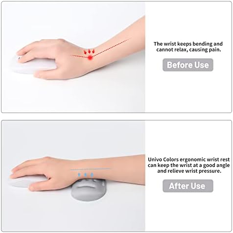 UnivoColors Gray Superfine Memory Foam Wrist Rest Soft Gel Ergonomic Mouse Pad Wrist Support for Mouse, Gaming, Computer, Laptop, Office