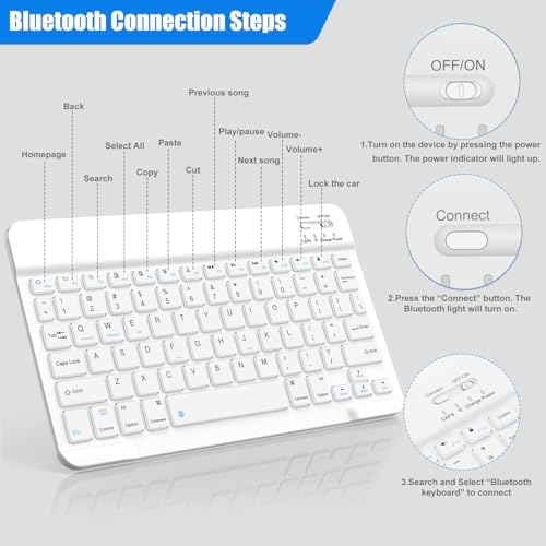 Bluetooth Keyboard for iPad 10th Generation, iPad Pro 13/12/11/10/9/8/7 inch, iPad Air 13/11th Gen, iPad Mini, IOS Windows Android Tablets - Slim Wireless Portable Travel Office Computer Accessories
