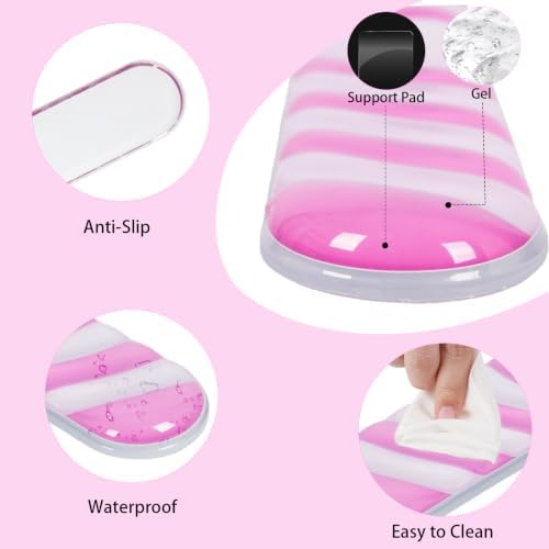 L-SPOUTTO Pink Cute Ergonomic Gel Wrist Rest for Mouse and Keyboard,Heart