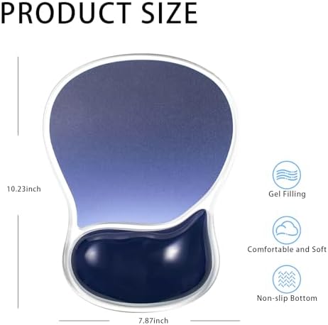 Gel Mouse Pad with Wrist Rest, Blue Ergonomic Mousepad Support Pain Relief