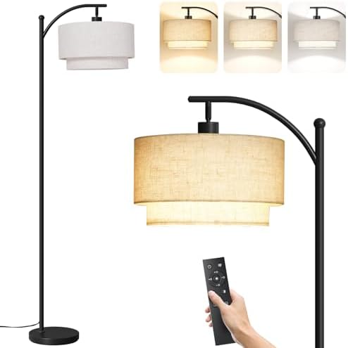 SUNMORY Arc Floor Lamps for Living Room with 12W Remote and Dimmable Bulb