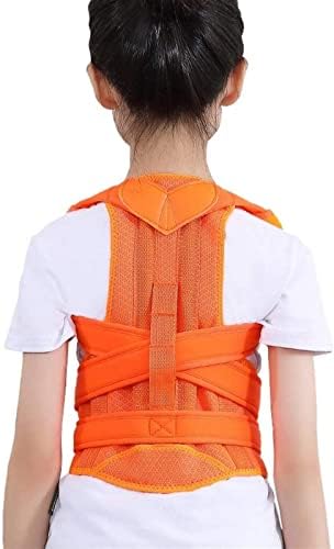 Posture Corrector Adjustable Back Shoulder Straighten Orthopedic Brace Belt for Kyphosis, Chest Slouching and Humpback, Improving Posture Back Posture (Color : Orange, Size : Large)