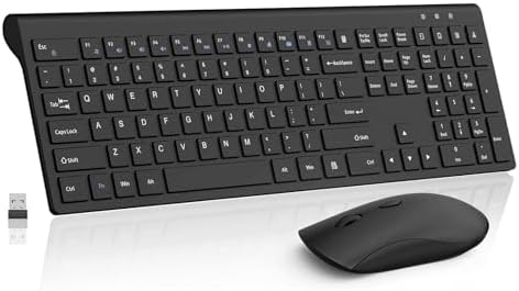 Slim Silent Full Size Wireless Keyboard Mouse Combo Black