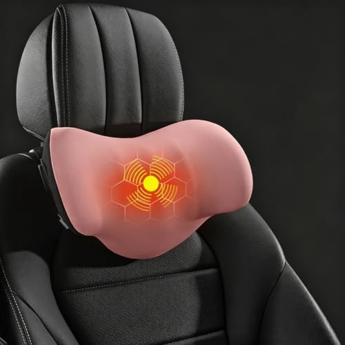 Car Neck Headrest Support Pillow, Heat Vibration Massage Car Neck Pillow