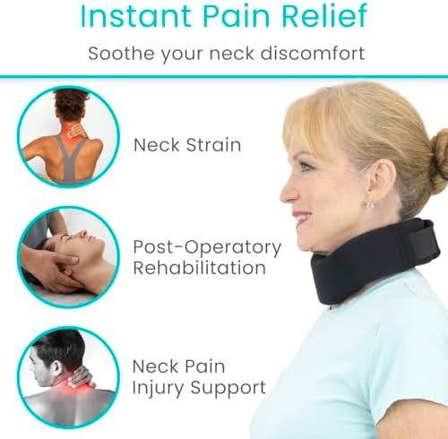 Vive Neck Brace Cervical Collar - Soft Foam for Neck Pain, Sleeping, Support for Women & Men - Universal Size Orthopedic Collar for Stiff & Pinched Nerve - Adjustable Wrap, Chin Contour (3.5")