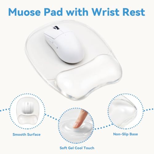 Gel Wrist Rest for Keyboard,Clear Keyboard Wrist Rest and Gel Mouse Pad Set