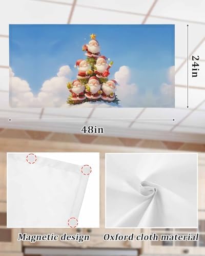 Santa Claus Magnetic Fluorescent Light Covers for Ceiling Lights 2 x 4 Feet,Christmas Tree Golden Star Blue White Office Classroom Kitchen Drop Ceiling Light Covers Filters Shade Panel 2 Packs