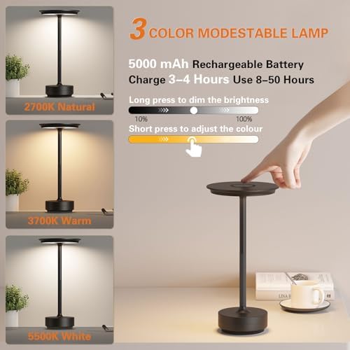 Rechargeable Cordless Table Lamps, Portable Battery Table Light
