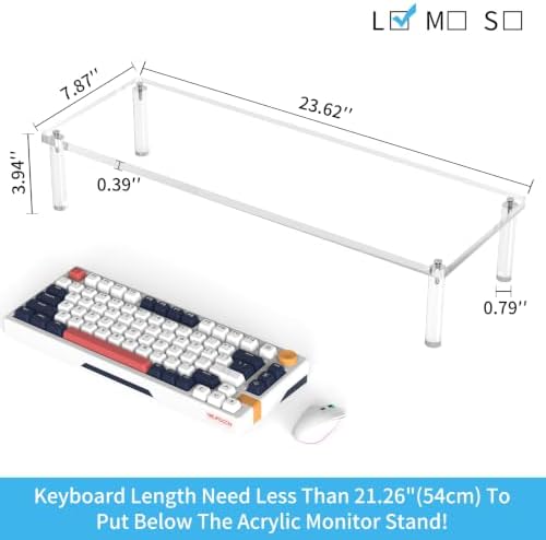 Acrylic Monitor Stand Riser 23.6X7.8" Clear Computer Laptop Stand Riser