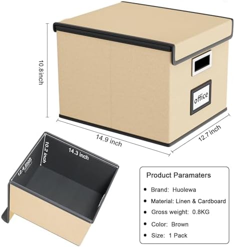 File Organizer Box with Lids, Collapsible File Folder Organizer