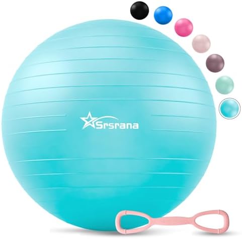 Exercise Ball - Anti-Burst Yoga Ball for Pilates, Pregnancy & Core Stability - Ergonomic Office Desk Ball Chair & Physical Therapy Equipment, Quick Pump Included