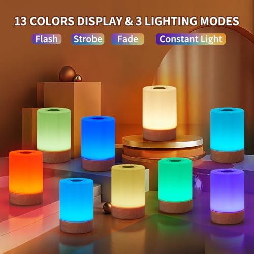 Night Light, Touch Bedside Table Lamp, Remote Control Dimmable Desk Lamp with RGB Color Changing, Portable Table Bedside Lamps for Bedroom, Living Room