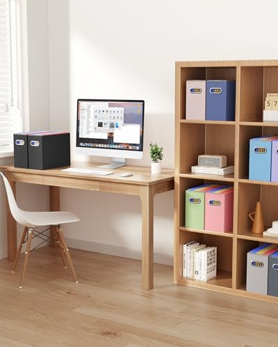 Oterri Portable Collapsible Cardboard File Box with Handle for Letter-Size