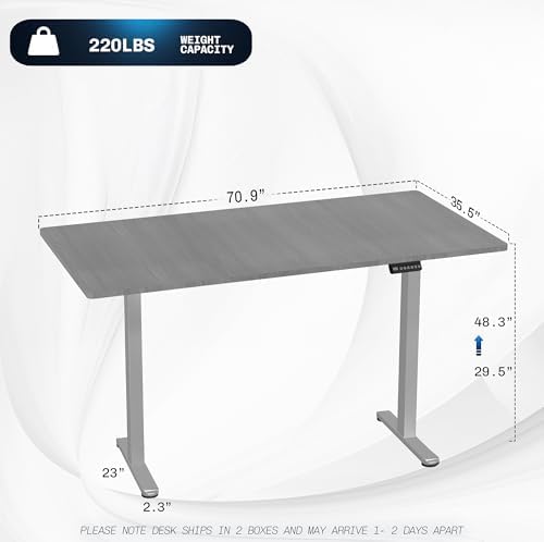 VIVO Dark Gray 71 x 36 in Standing Desk, DESK-KIT-E2G7G-36