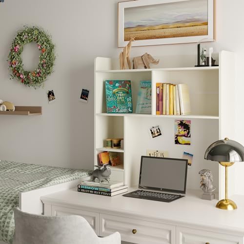 ChooChoo Desktop Bookshelf, 36.4" DormDesk Hutch with 5 Shelves