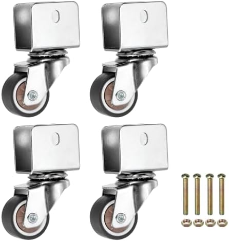 PATIKIL 1 Inch Caster Wheels, 4 Pcs Swivel Casters with 0.7" U Bracket Opening 55 Lb Capacity Per Caster for Furniture Office Chairs Carts and Cabinets, Brown