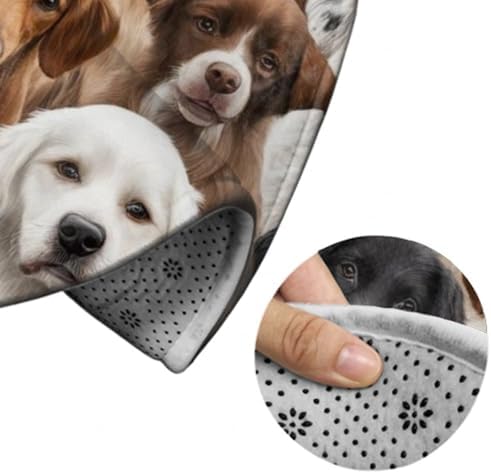 Large Home Decor Mat, Soft Round Yoga Carpet, Non Slip Machine Washable Kitchen Office Circle Rug Lover Gifts Funny Cute Dogs