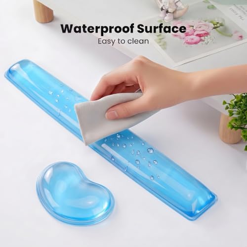 Gel Keyboard & Mouse Wrist Rest Set - Keyboard Wrist Rest Pad & Mouse Support for Office Gaming Pad Computer Laptop Ergonomic Comfortable Pain Relief- Blue Pad Set