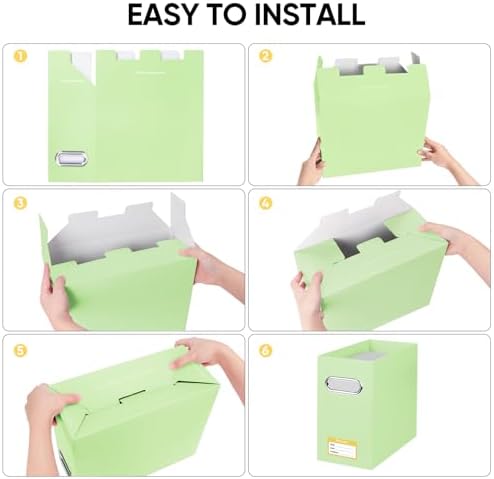 BALEINE 4PK File Organizer Box, Cardboard File Folder Organizer with Handle