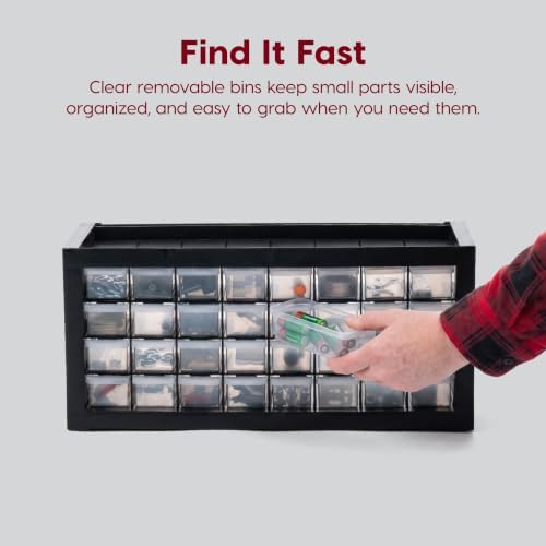 IRIS USA 32-Drawer Tool Organizer, Nuts & Bolts, Small Parts, Black
