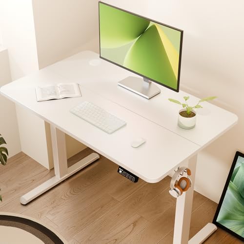 ERGOMAKER 40"x24" Standing Desk, Height Adjustable Sit-Stand Office, White