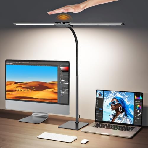 Syrinx LED Desk Lamp for Home Office, 18W 2000LM Dimmable Light, Black