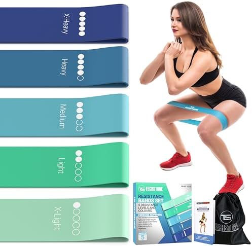 TechStone Resistance Bands Set – 5 Levels Loop Exercise Bands for Men & Women, Elastic Workout Bands for Home Gym, Training, Yoga & Fitness, Carry Bag Included