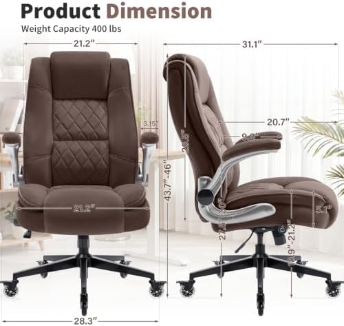 Fabric High Back Office Chair, Thick Padded Ergonomic Computer Desk Chair