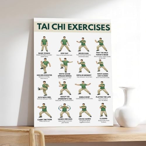 Tai Chi Exercise for Men Tai Chi Walking Exercise Chart for Men Canvas Poster Bedroom Decor Room Decor Unframe 20x30inch