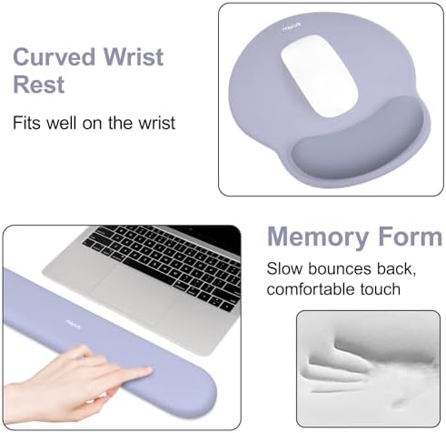 MOSISO Wrist Rest for Mouse Pad Set, Large Gaming Deskpad, Lavender Gray