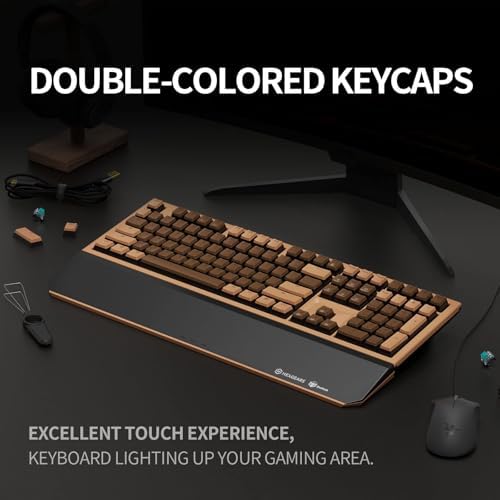 Hexgears X5 Wireless Mechanical Keyboard Full Size 108 Keys, Kailh Box 3.0 Tactile Switch, Ergonomic, N-Key Rollover, Backlit Gaming Keyboard with Wrist Rest (Coffee)