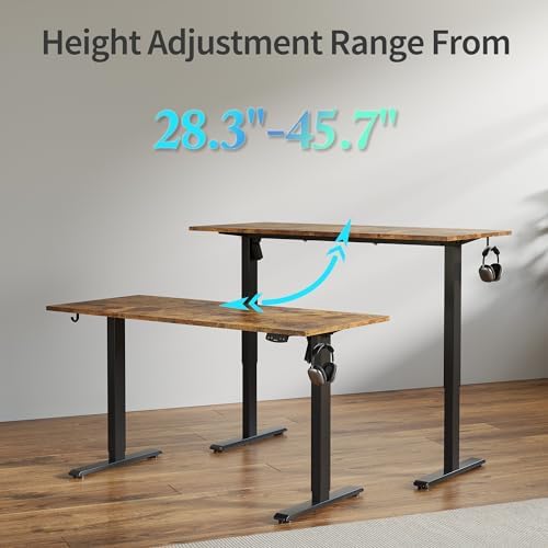 Agilestic 63*24 Inch Height Adjustable Electric Standing Desk, Rustic Brown
