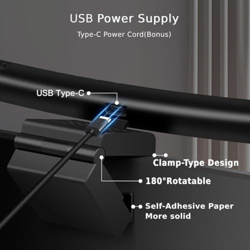 BY-J Computer Monitor Light Bar, Eye-Care USB Reading LED Task Lamp with Touch Control, Fit for Curved Monitor, No Screen Glare Dimmable Desk Lamp Computer Monitor Light Bar for Screen Home Office