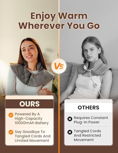 HENNCHEE Heating Pad with 10000mAh Power Bank for Neck Pain Relief