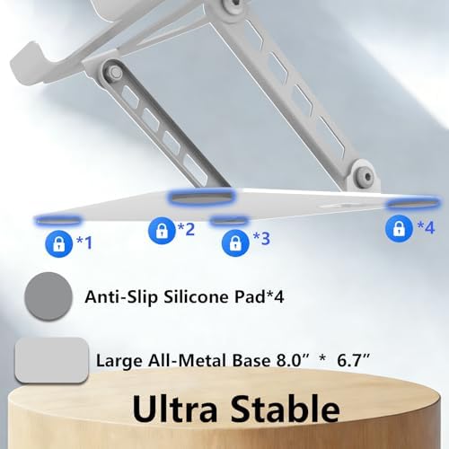 Adjustable Laptop Stand Computer Riser for Desk, Silver