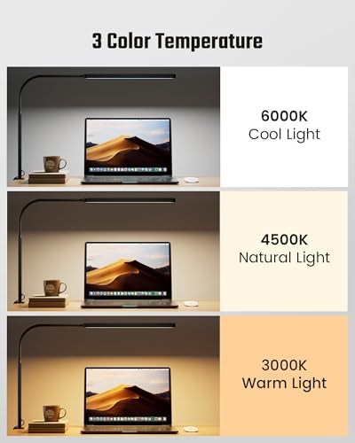 SUPERDANNY Eye-Caring LED Desk Lamp Work Lamp Office Lamp with Side Clamp