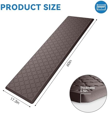 Kitchen Mats for Floor, Long Anti Fatigue Cushioned Mat, Chocolate