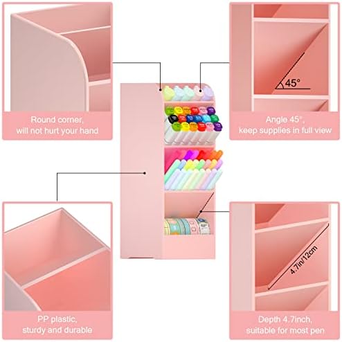 Asten Pen Holder, Pencil Holder for Desk, Pen Organizer (Pink, 3 Pack)