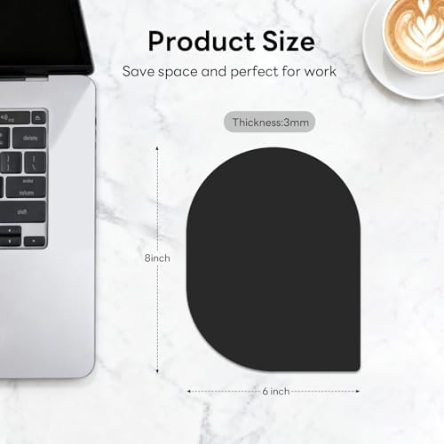 Contoured Oval Mouse Pad 6x8in Non-Slip for Laptop,Black
