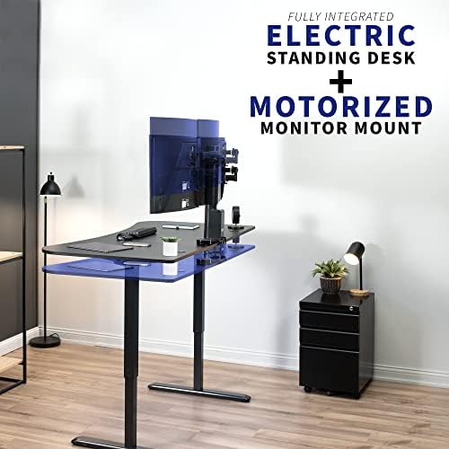 VIVO Integrated 63 x 32 Inch Electric Standing Desk and Motorized Dual Monitor Mount, 1 Touch Height Adjustment, Fits up to 32 inch Monitor Screens, Memory Control Pad, Black, DESK-KIT-SET1B
