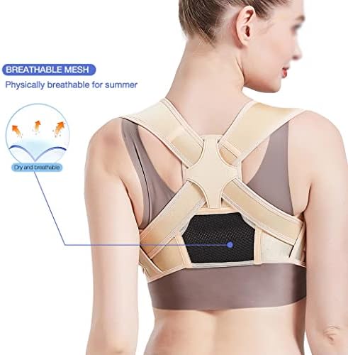 Posture Corrector Adjustable Back Support Belt Spine Back Shoulder Brace Support Belts Adult Invisible Hunchback Belts(Beige,L/XL) (D,L/XL)