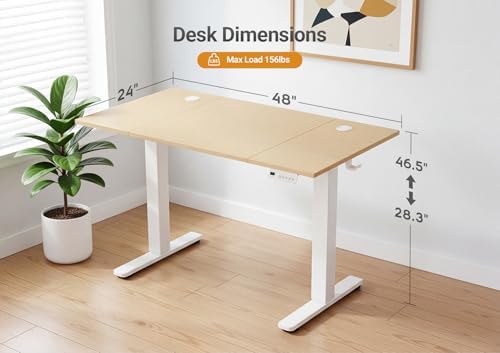 YDN Electric Standing Desk, 48x24 Inch, Nature