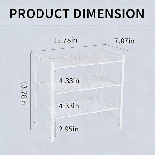 Desktop Shelf Organizer, 3-Tier Office Storage Rack, Adjustable Metal Bookshelf for Top of Desk, White Desk Organizer for Office, Home, Dorm and Small Spaces (White)